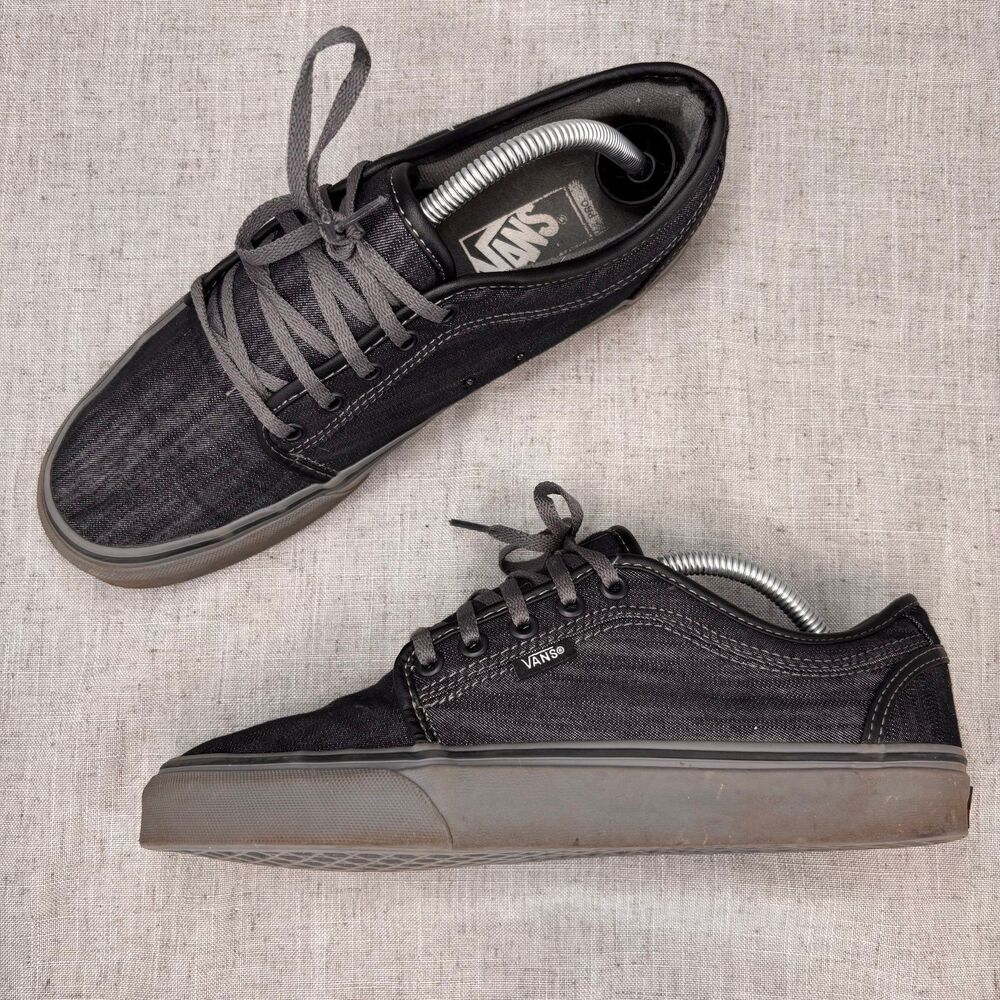 Vans Chukka Low Shoes Grey Black Chambray Lace Up Low Top Skater Men's Size 9